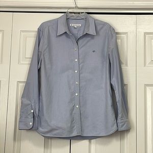 Southern Tide Long Sleeve Button Down Women Shirt Size Large Blue Skipjack logo